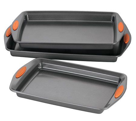 rachael ray 3 piece nonstick bakeware cookie pan set