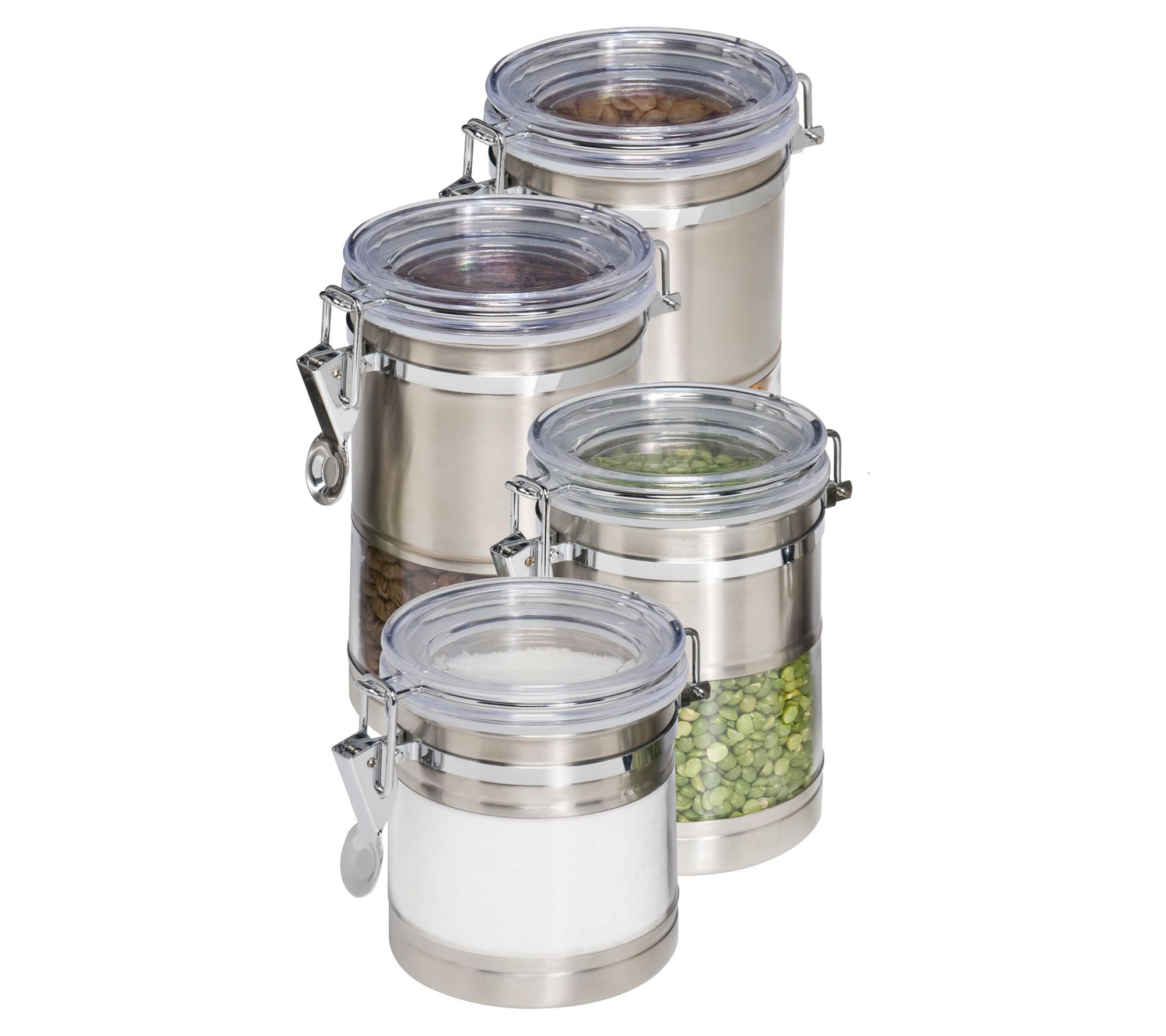 Honey-Can-Do Set of 4 Stainless Steel & AcrylicCanisters ...