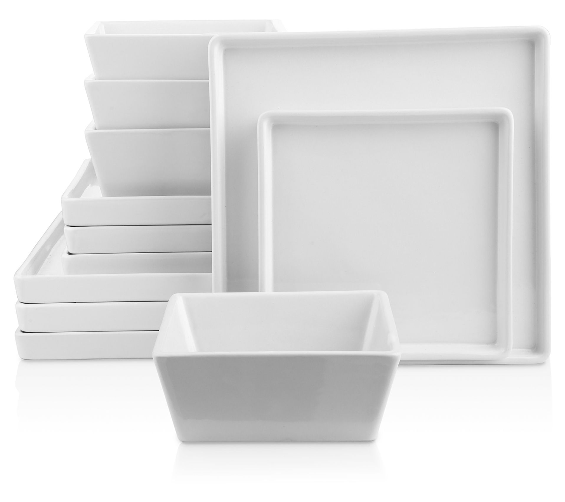 Stone + Lain Grace 12-Piece Stoneware Square Di nnerware Set