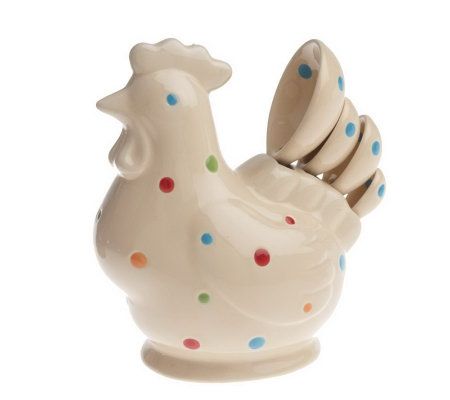 Temp-tations Polka Dot Figural Chicken 5-pc. Measuring Spoon Set — QVC.com