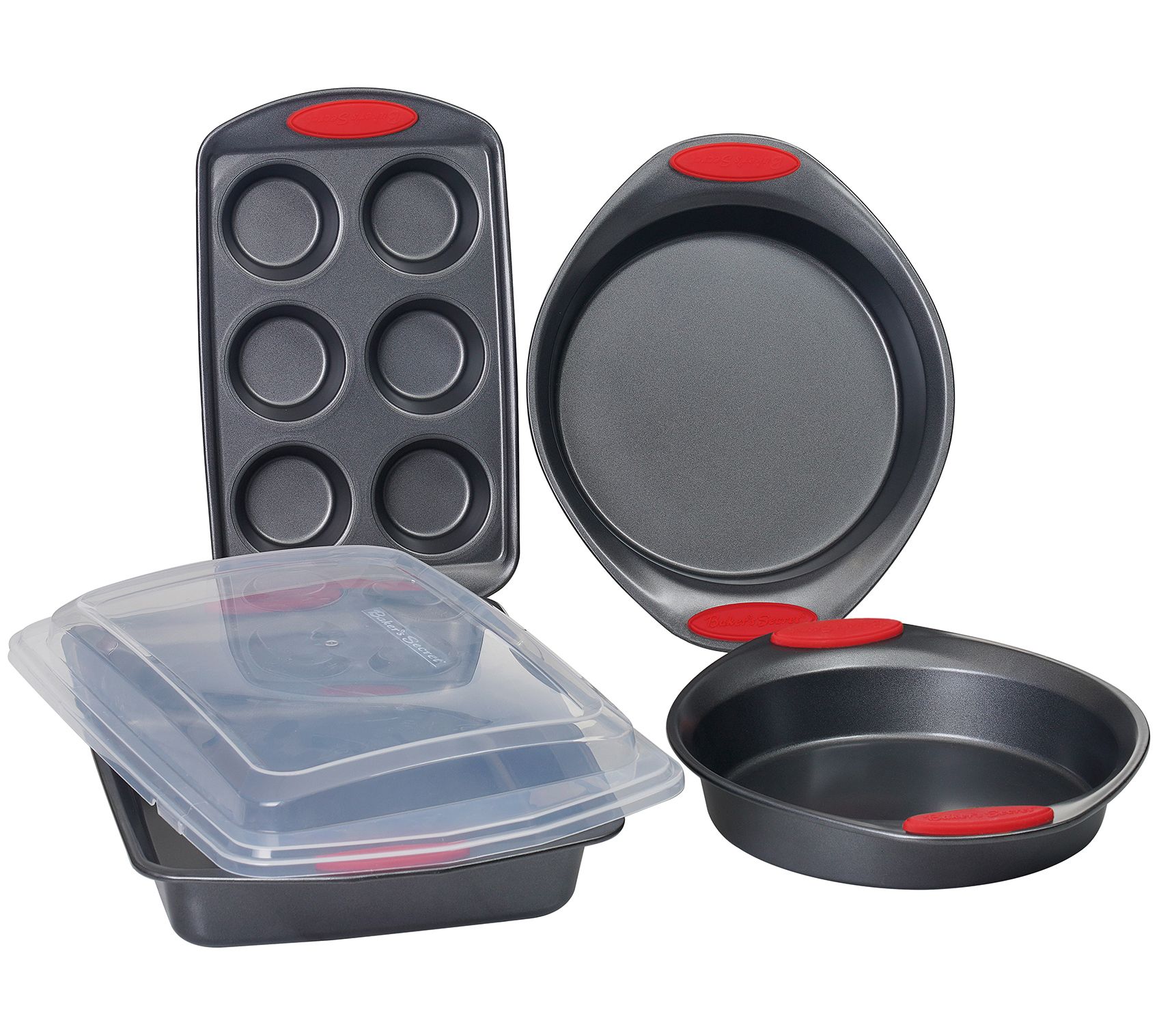 Bakers Secret 5-Pc Nonstick Easy Grip BakewareSet with Lids