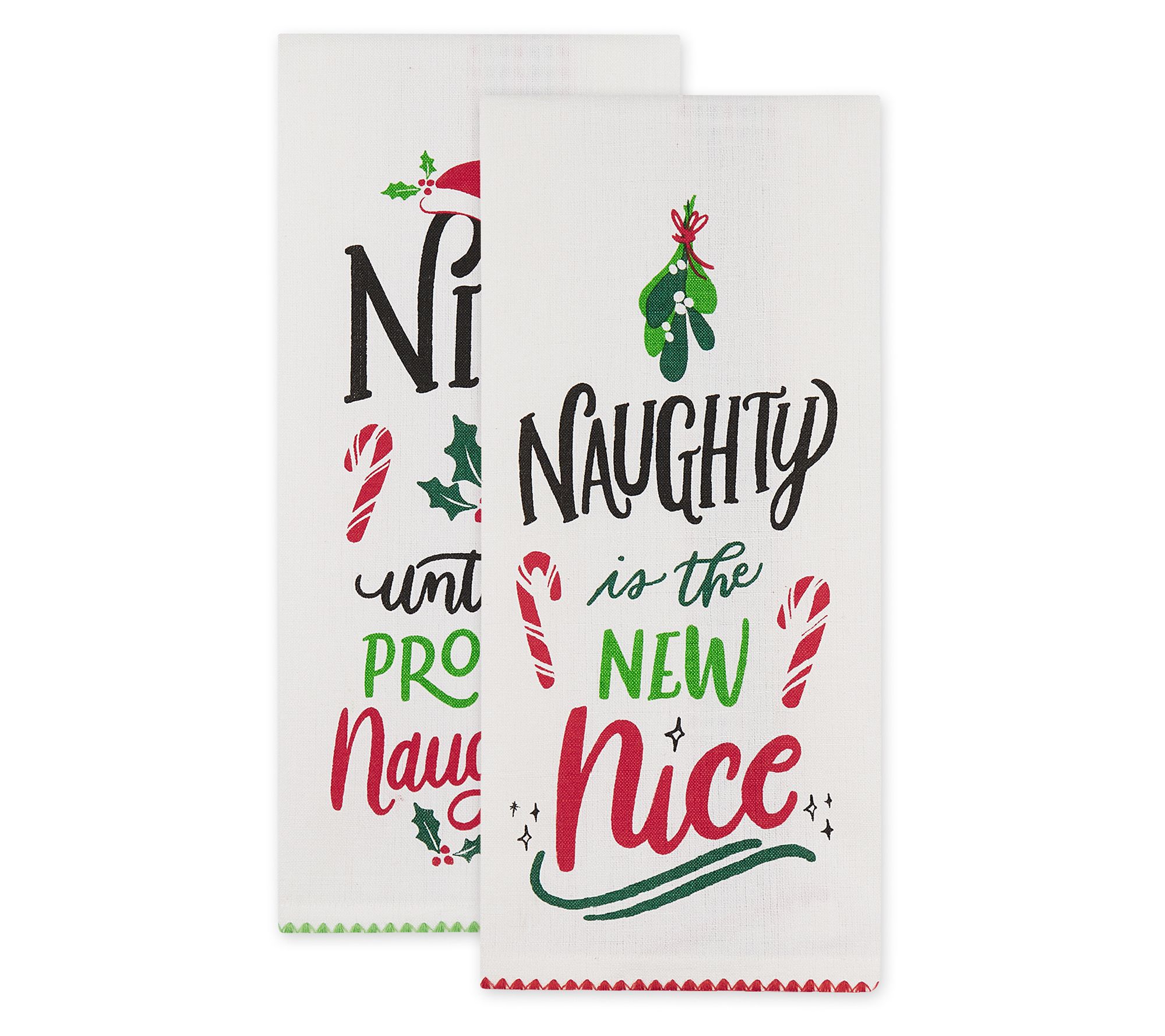 Design Imports Set of 2 Assorted Naughty Nice K tchen Towels