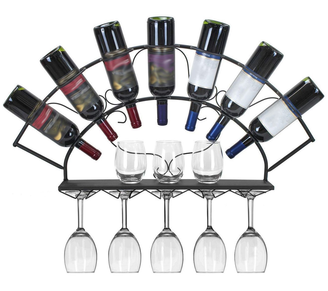 Sorbus 7 Bottle Wall Mount Wine Rack with Wine Rack