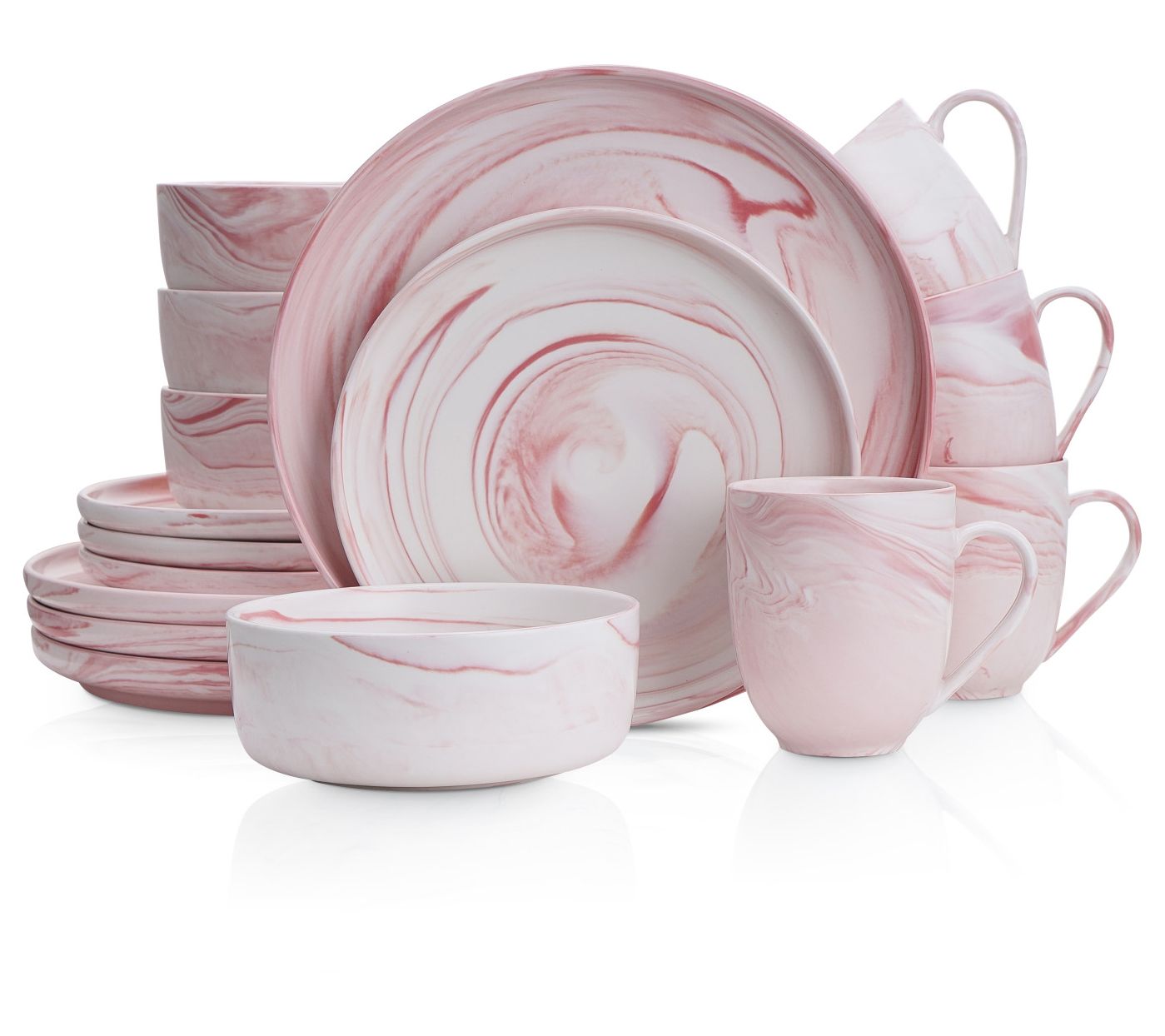 Stone + Lain Brighton 16-Piece Porcelain Swirl Dinnerware Set