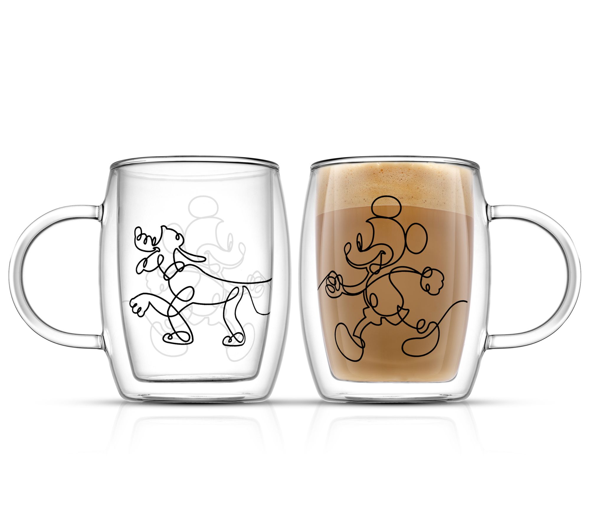 JoyJolt (2) 13.5-oz Disney Mickey & Pluto Doubl e-Wall Mugs