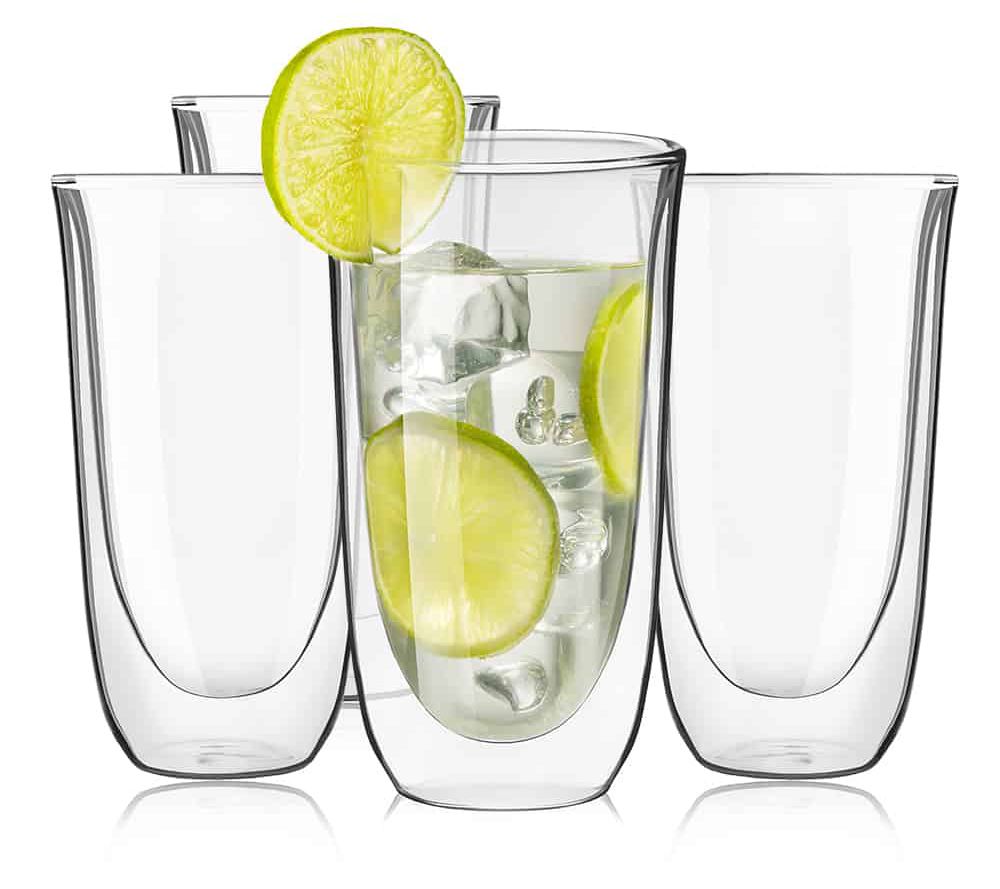 JoyJolt Set of (4) 13.5-oz Spike Double-Wall In ulated Glasses