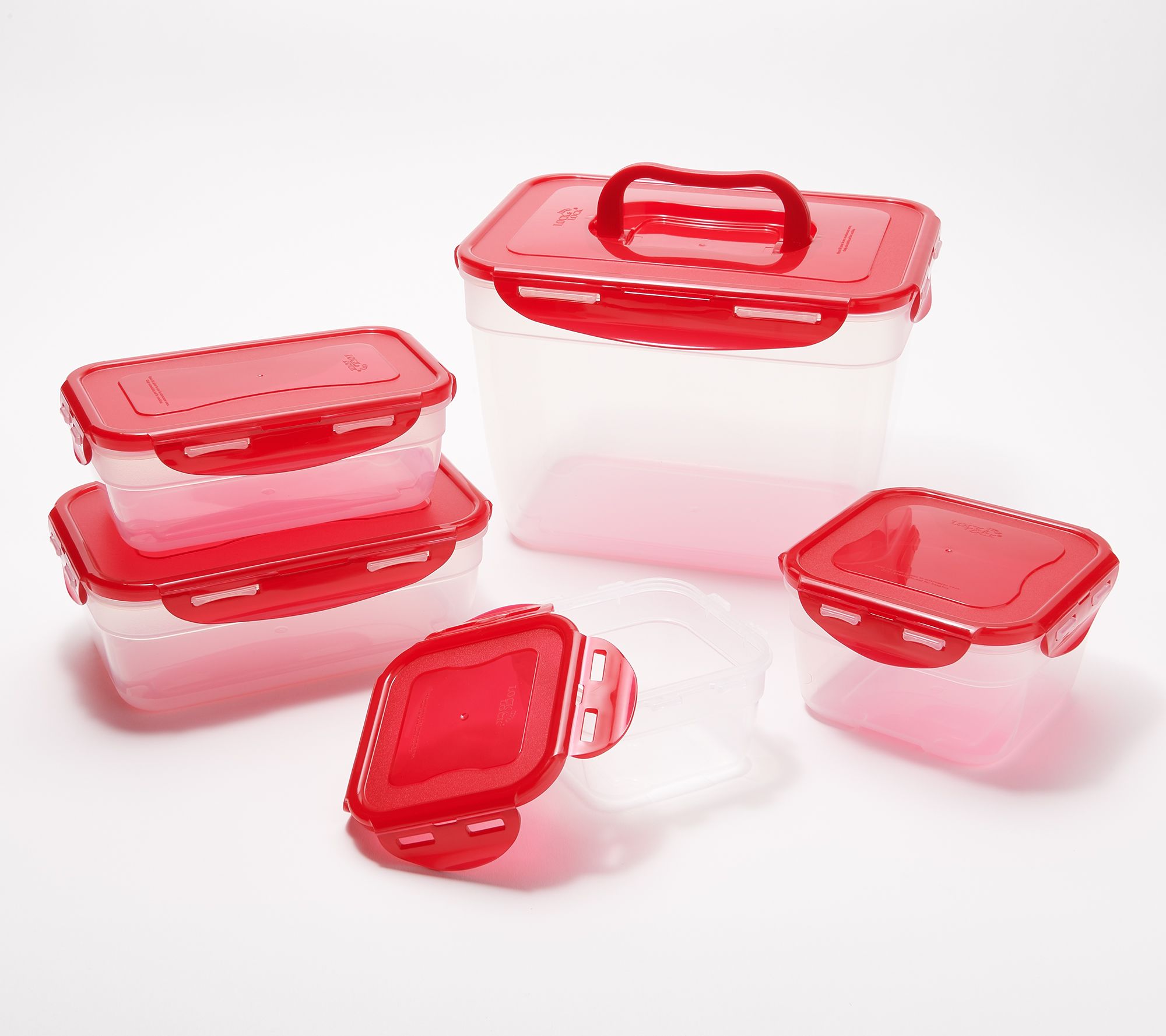 LocknLock 10-Piece Nestable Storage Set w/ 2 Handle Lids - QVC.com