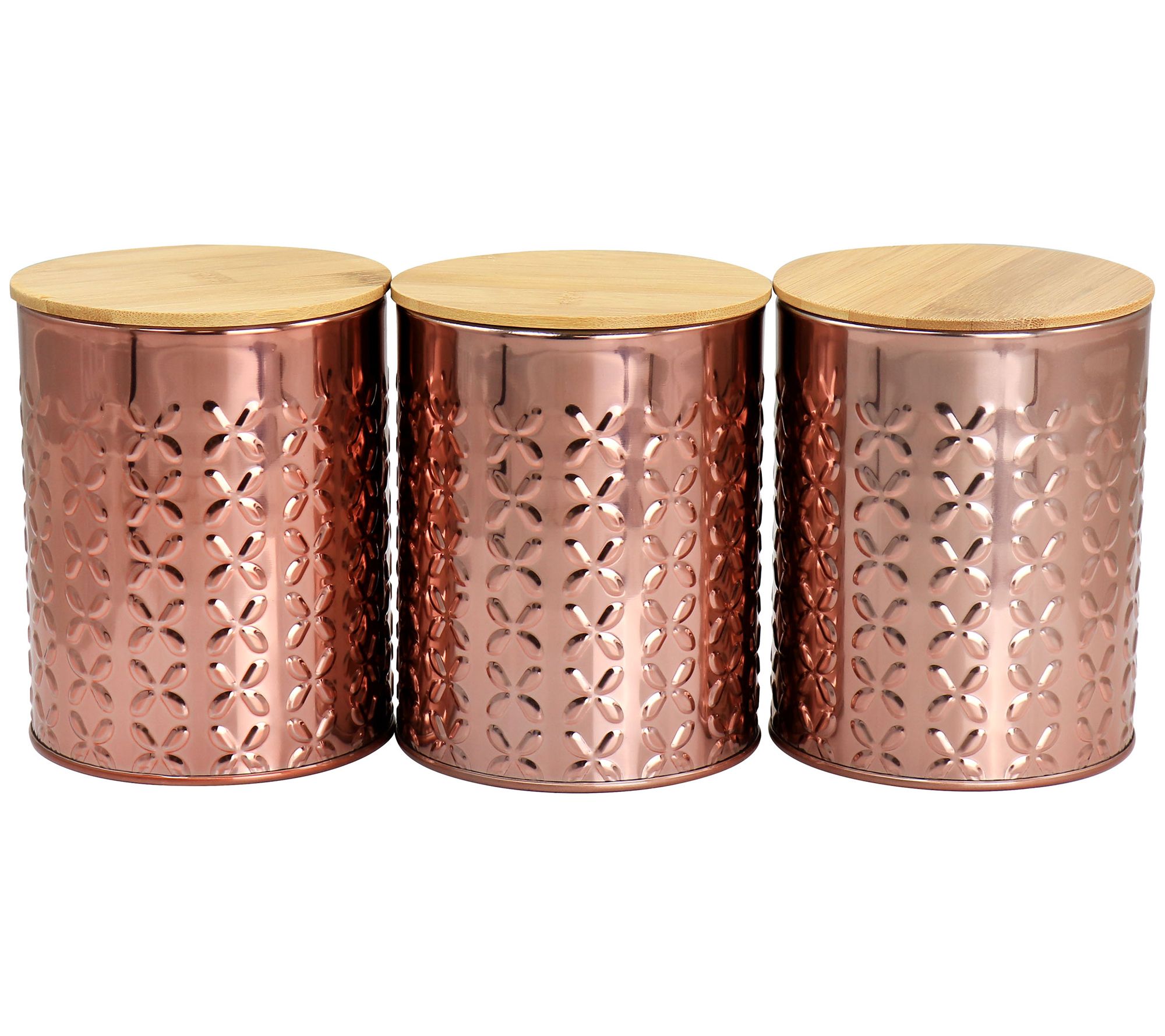 MegaChef 3-Piece Golden Kitchen Canister Set wi th Bamboo Lids