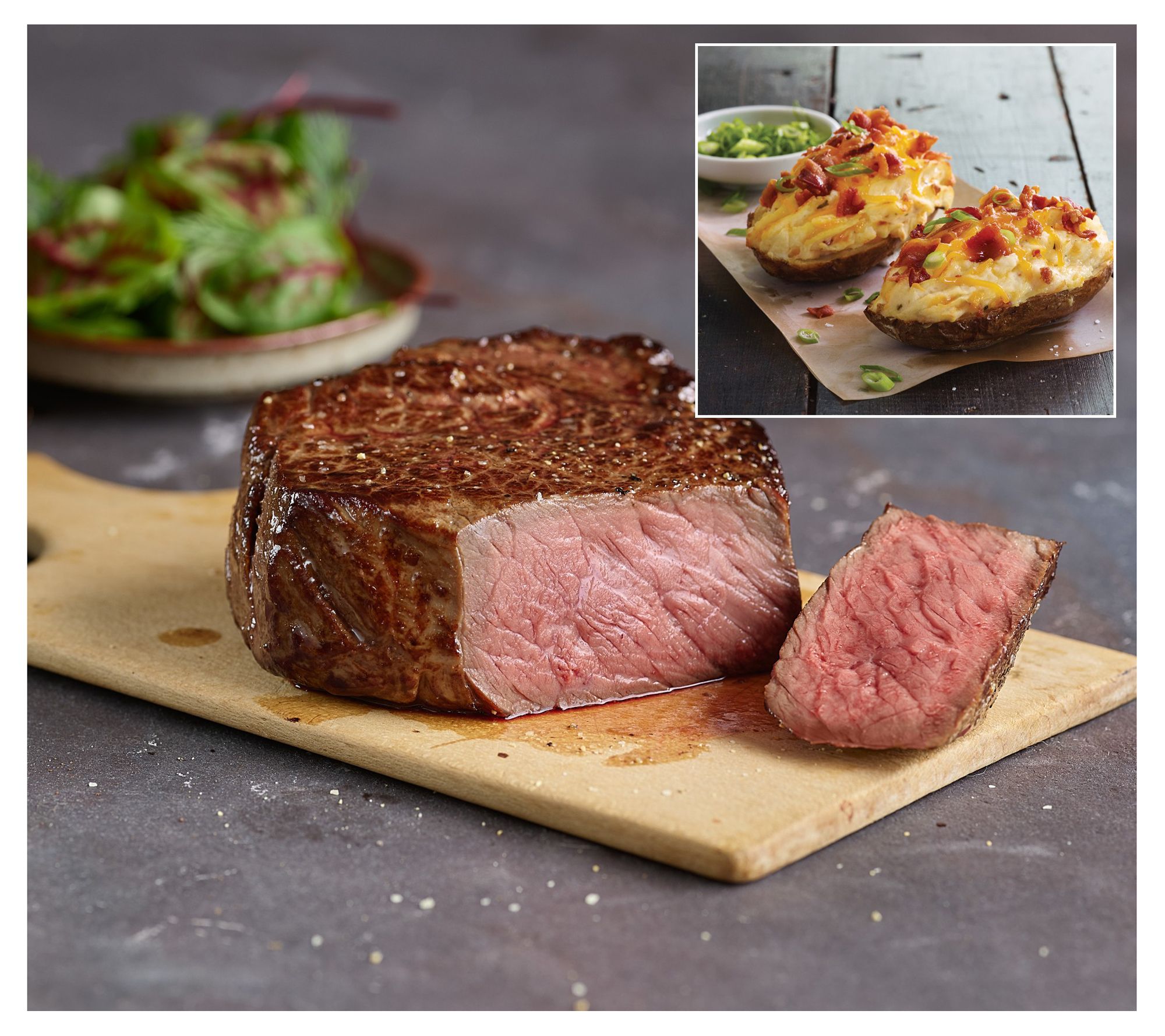 Kansas City Steak (8) 4-oz Sirloins & (8) 5-o z Potatoes