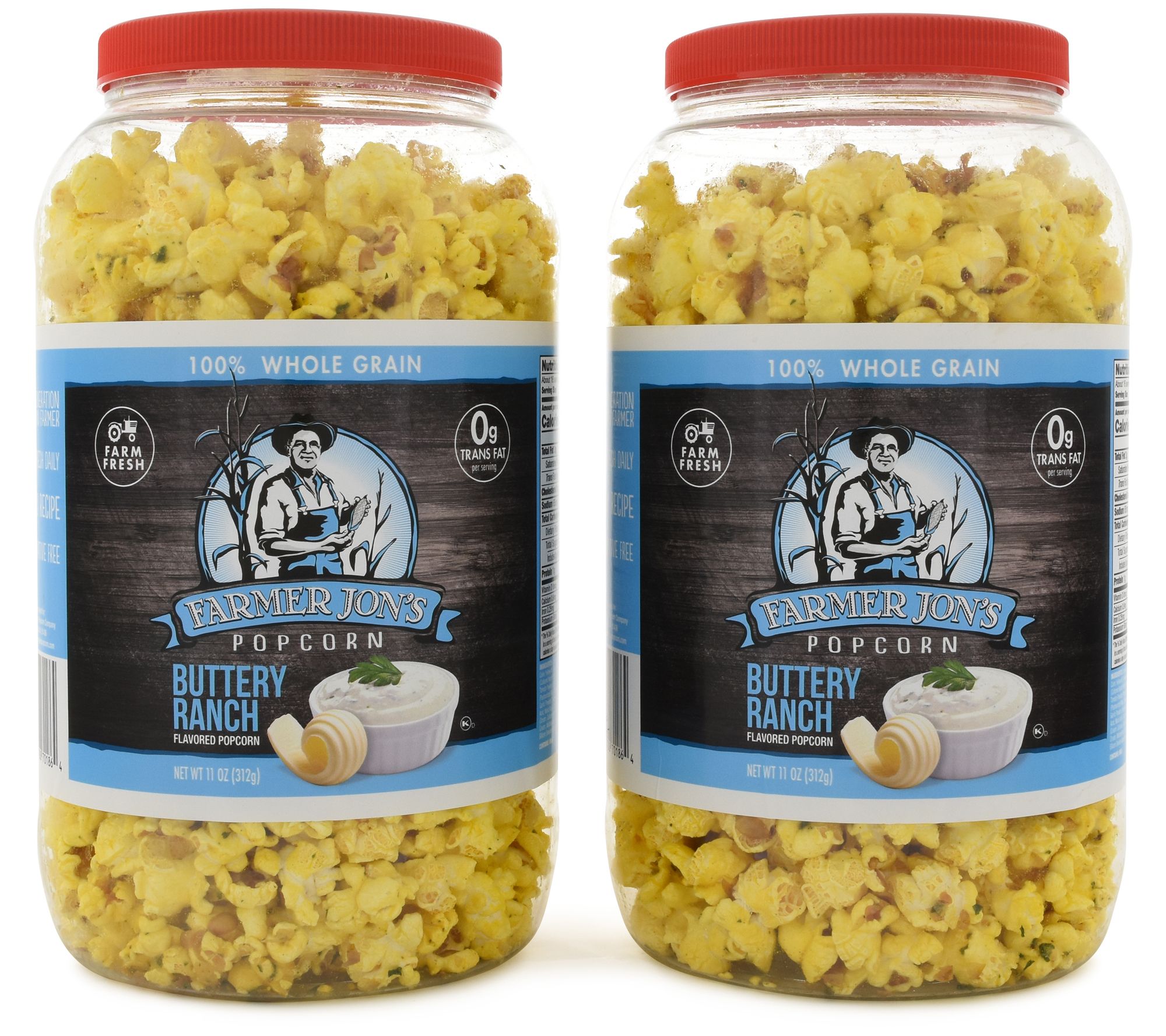 Farmer Jon's Popcorn (2) 11oz Jars Buttery Ranch Popcorn
