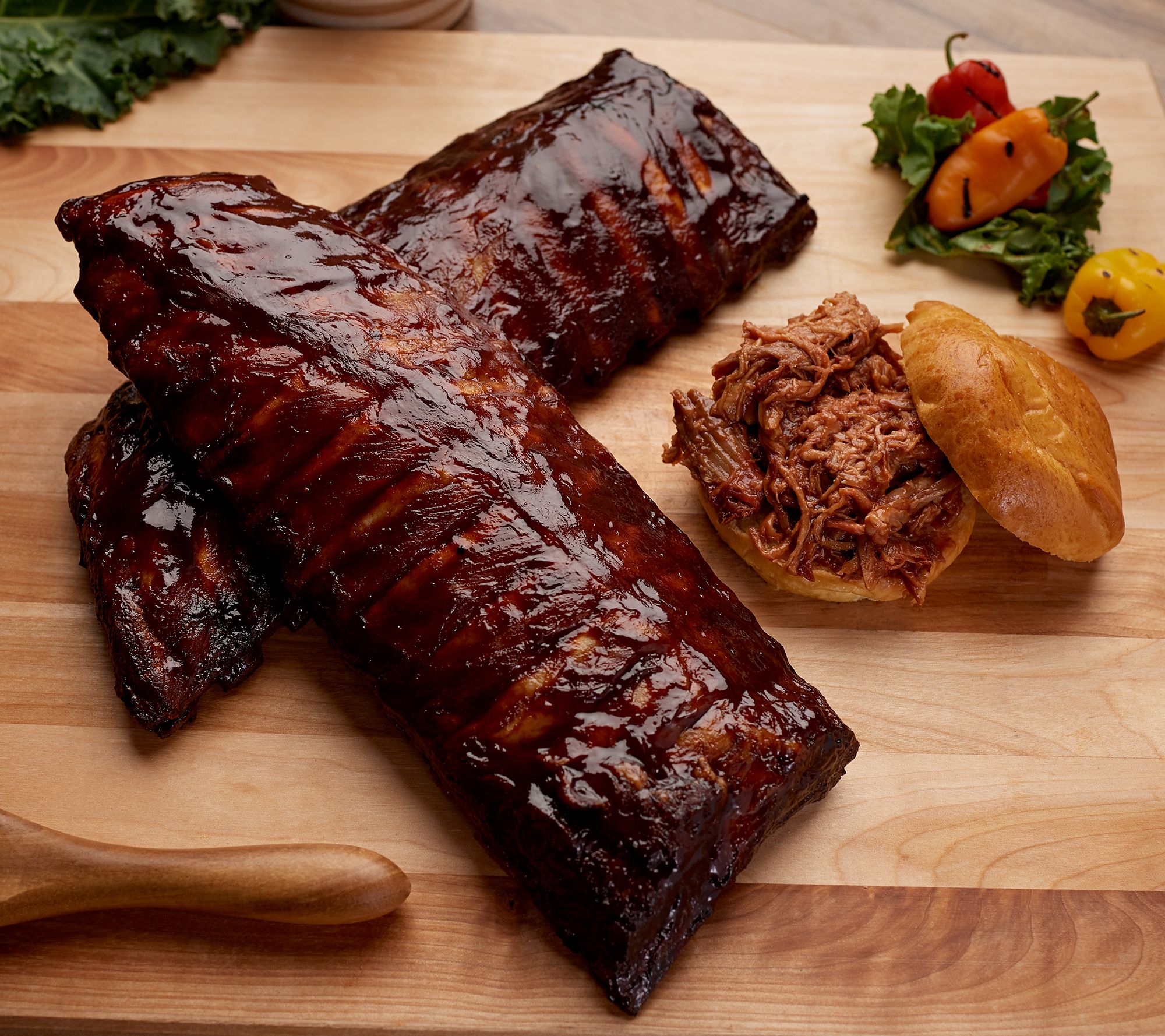 Corky's BBQ (2) 1.75lb Baby Back Ribs w/ 3lbs Pulled Pork or Sausage