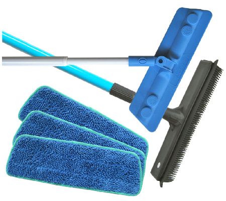 Don Aslett's Microfiber Mop & Rubber Broom forTextured Floors — QVC.com