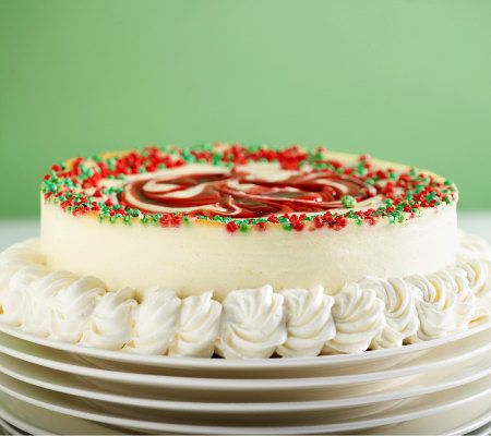 Junior's 8-Inch Strawberry Swirl Christmas Cheesecake — QVC.com