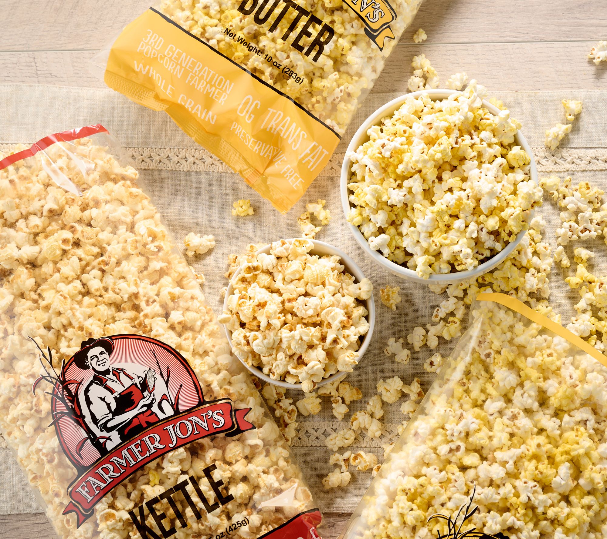 Farmer Jon's 3 Large Bags of Gourmet Popped Popcorn