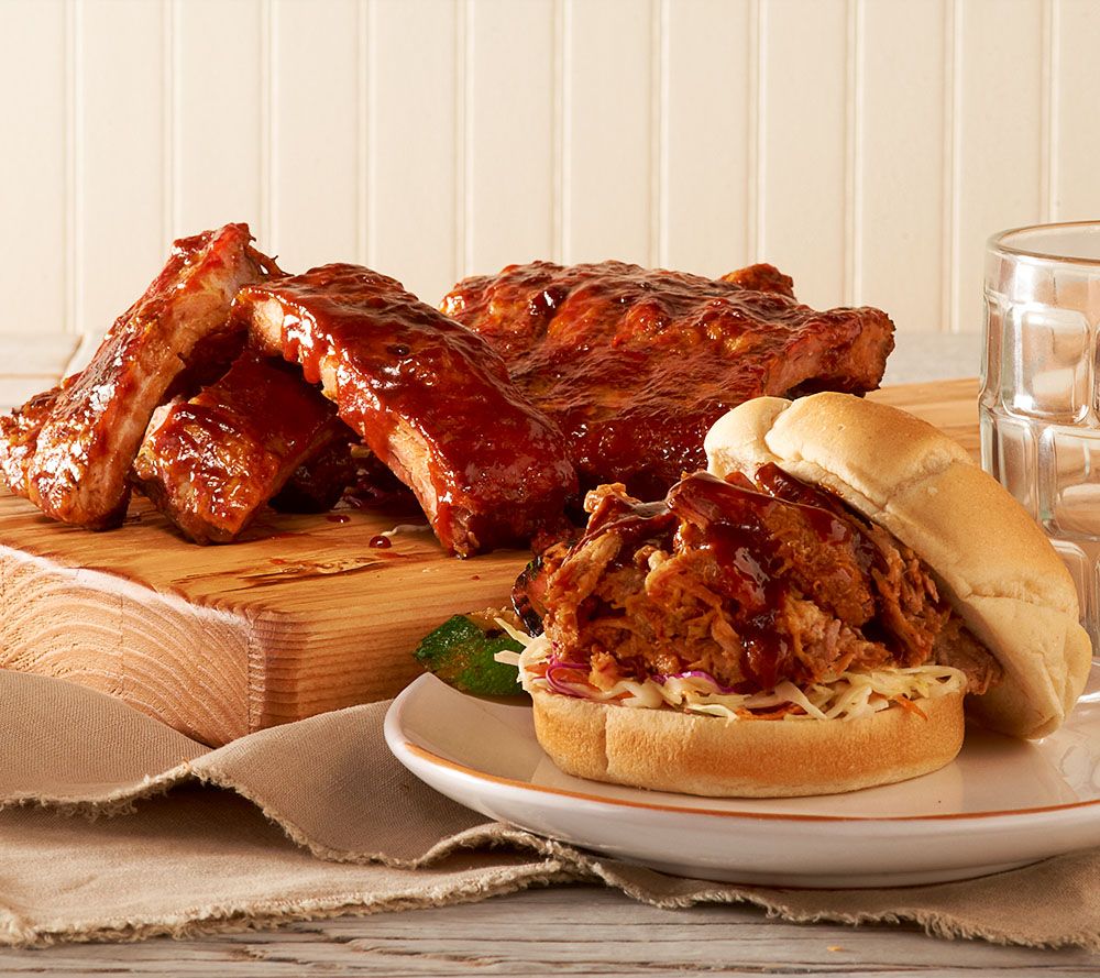 Corky's BBQ 4 lbs Baby Back Ribs & Choice of 2lbs Sausage or Pulled ...