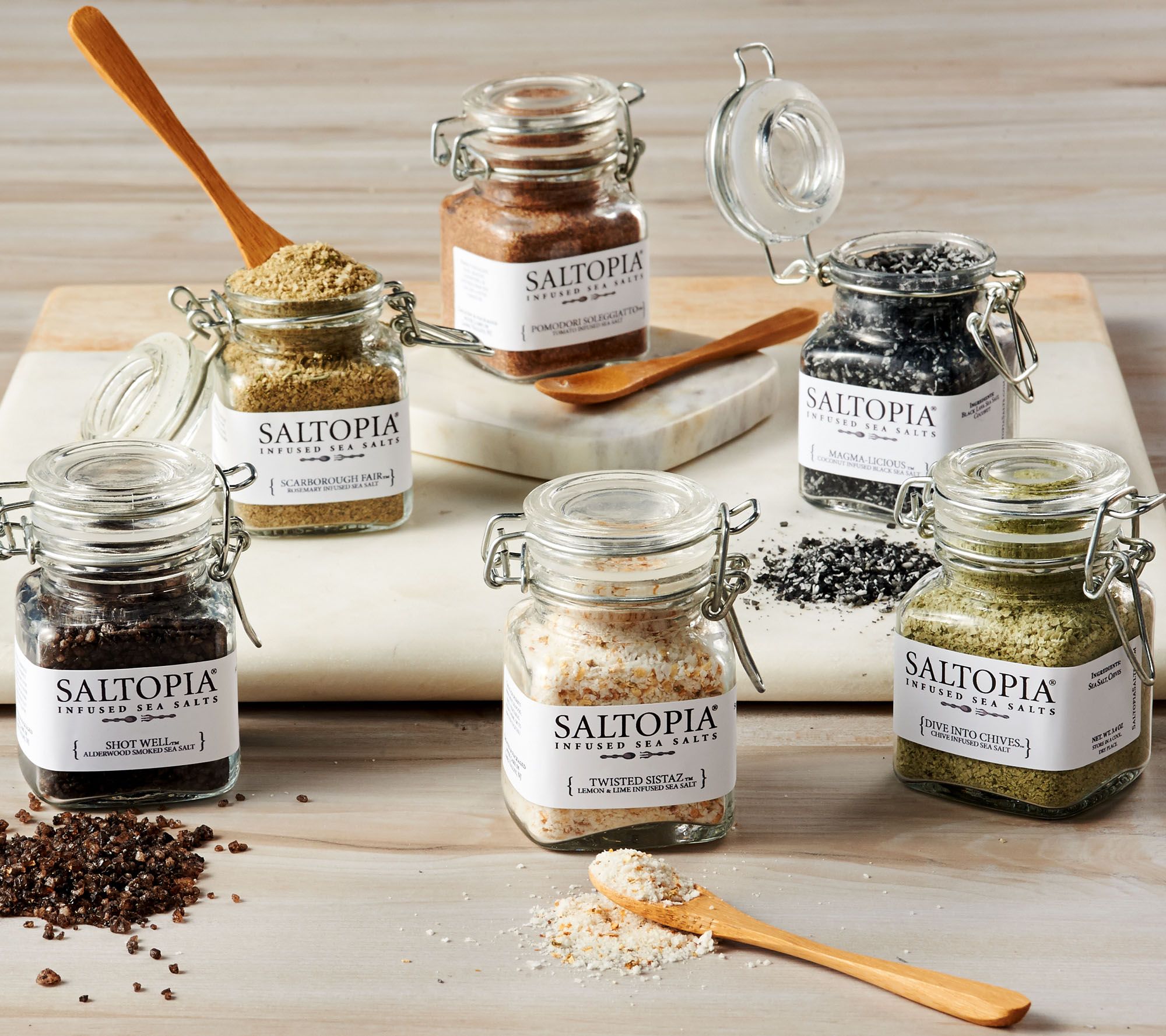 Saltopia 6 Gourmet Flavor Infused Sea Salt Collection Qvc Com