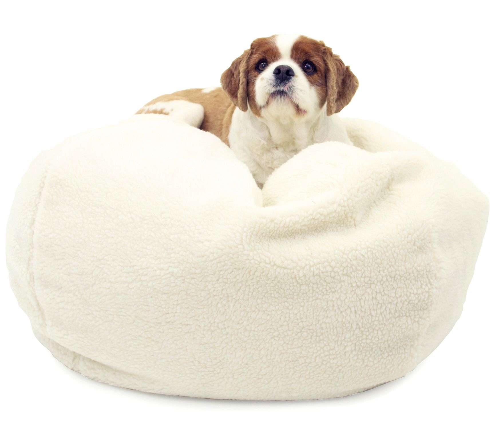 Carolina Pet Company Sherpa Puff Ball Dog Bed - Natural - Large