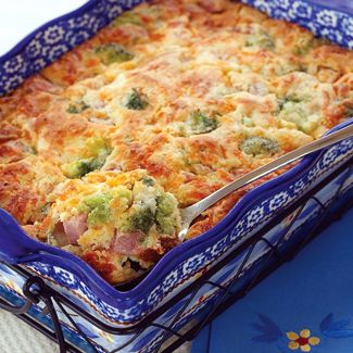 Cheesy Ham & Broccoli "Spoonbread"