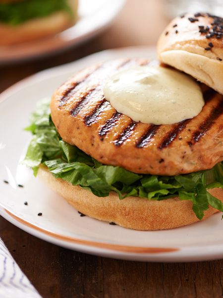 Salmon Burgers with Wasabi Mayo
