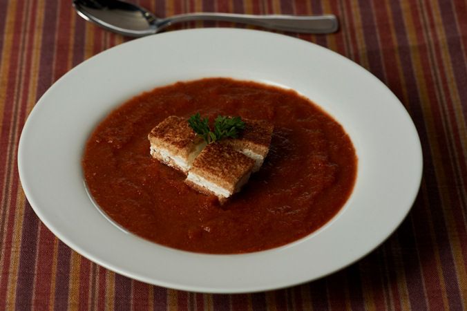 Warm Gazpacho with Goat Cheese Croutons