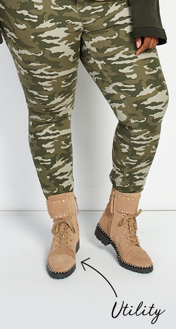 Boot Boutique — Women's Boots & Fashion Boots — Green Camouflage Fashion Boots Rhinestone Stiletto Heel