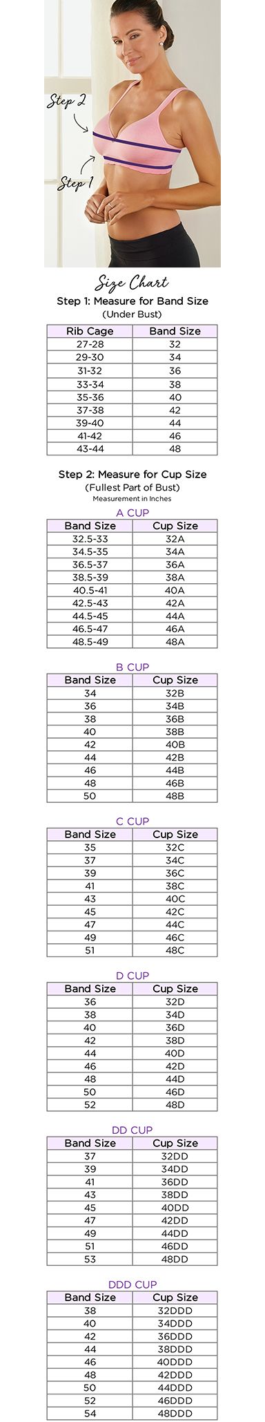 new balance bra size chart