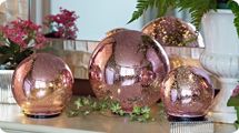 Set of 3 Lit Indoor Outdoor Mercury Glass Spheres w/Timer by Valerie ...