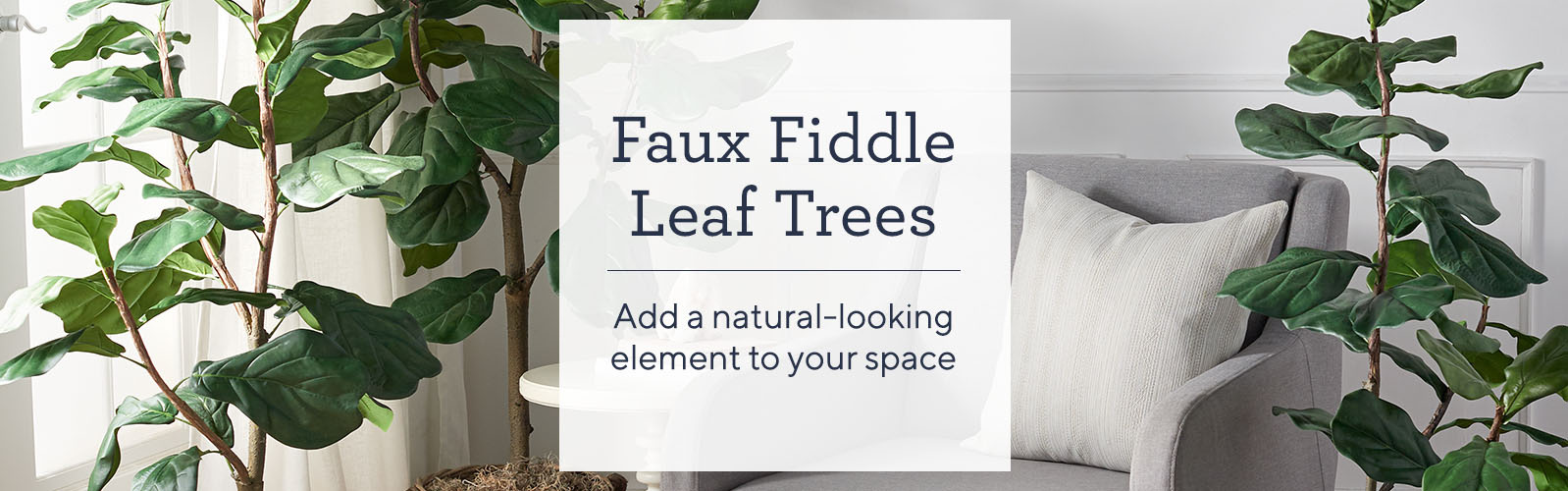 Faux Fiddle Leaf Trees.  Add a natural-looking element to your space.