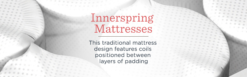Innerspring Mattresses.   This traditional mattress design features coils positioned between layers of padding