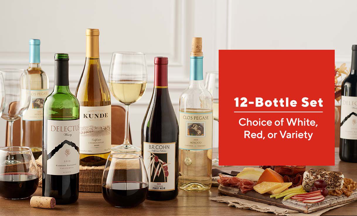 12-Bottle Set  Choice of White, Red, or Variety