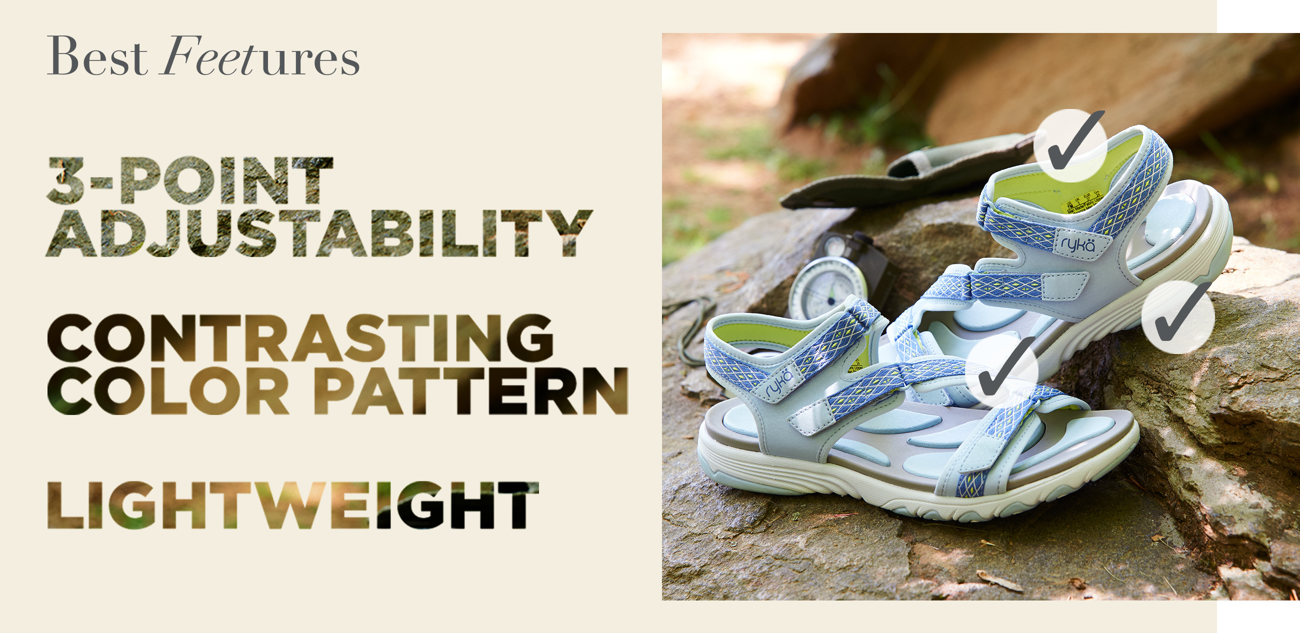 Best Feetures. 3-POINT ADJUSTABILITY  CONTRASTING COLOR PATTERN  LIGHTWEIGHT