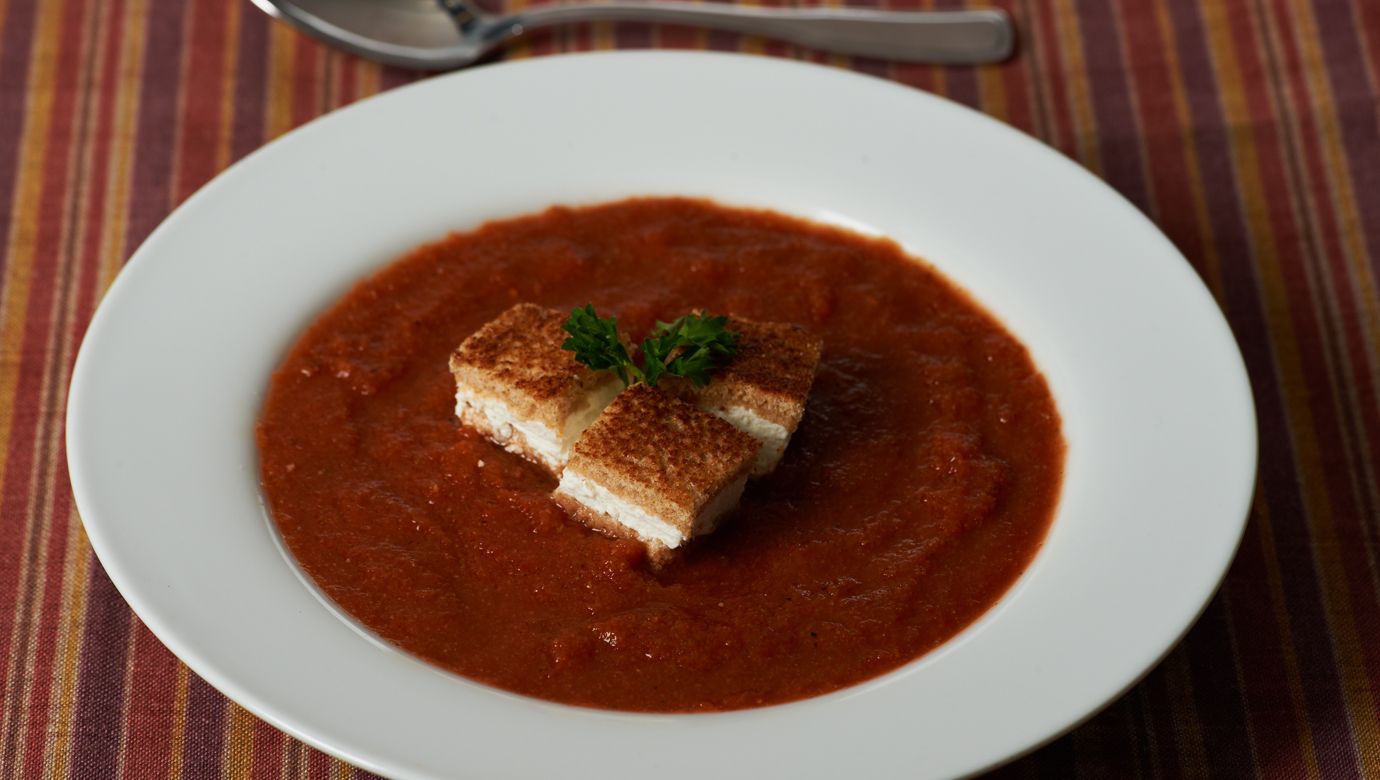 Warm Gazpacho with Goat Cheese Croutons