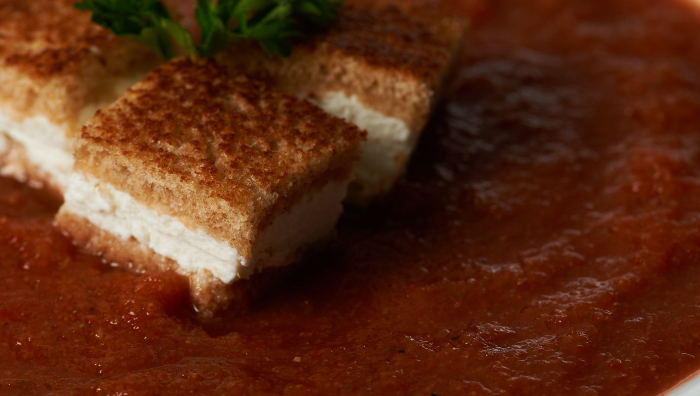 Warm Gazpacho with Goat Cheese Croutons