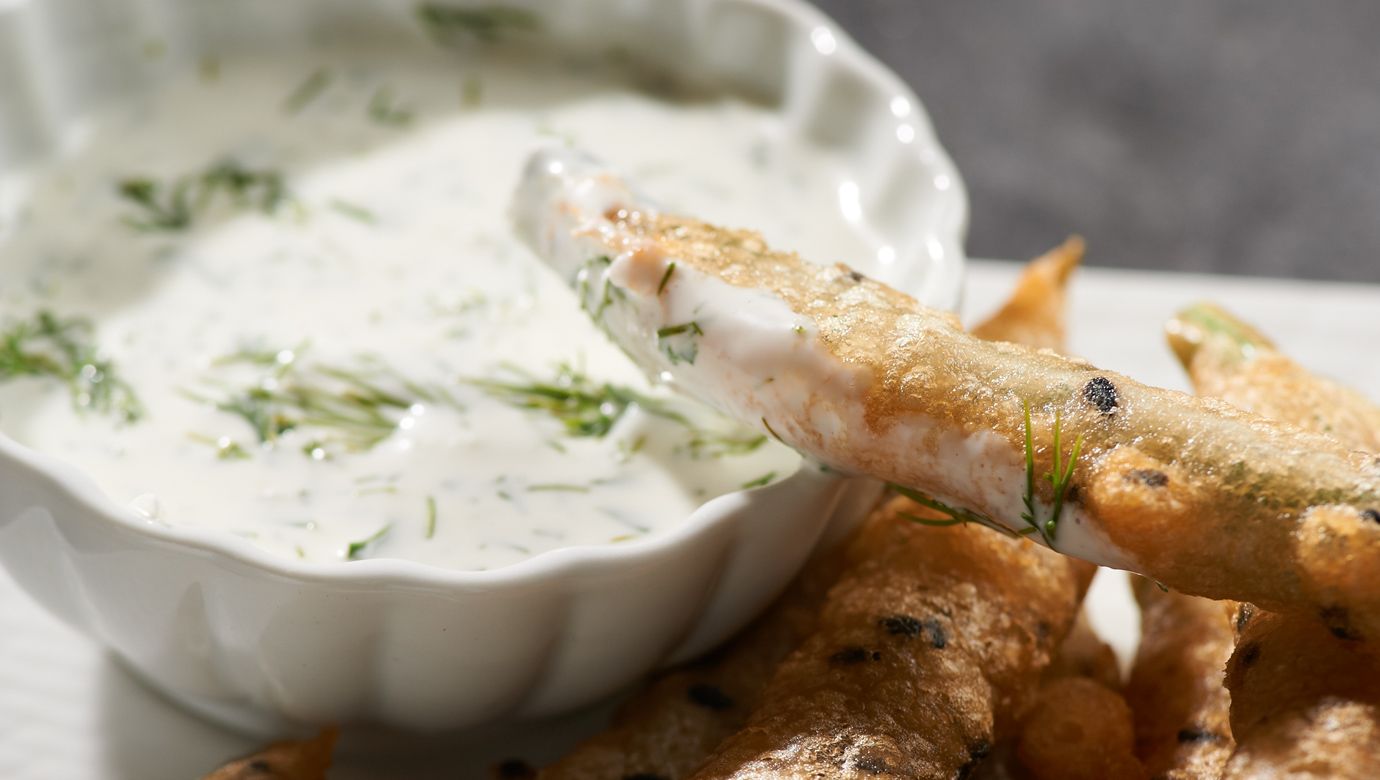 Green Bean Fries with Buttermilk Dipping Sauce