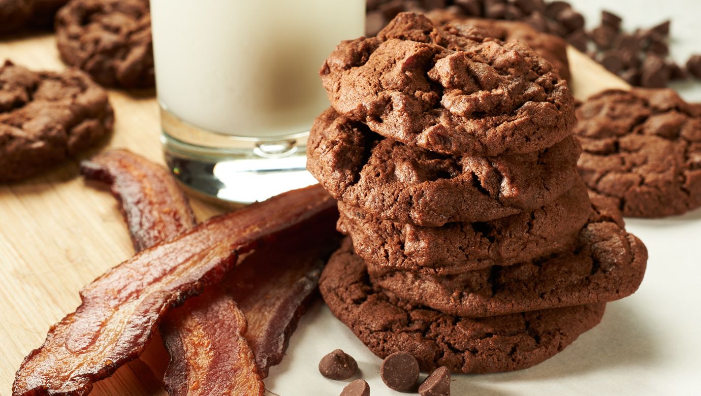 Chocolate Chocolate Chip Bacon Cookies