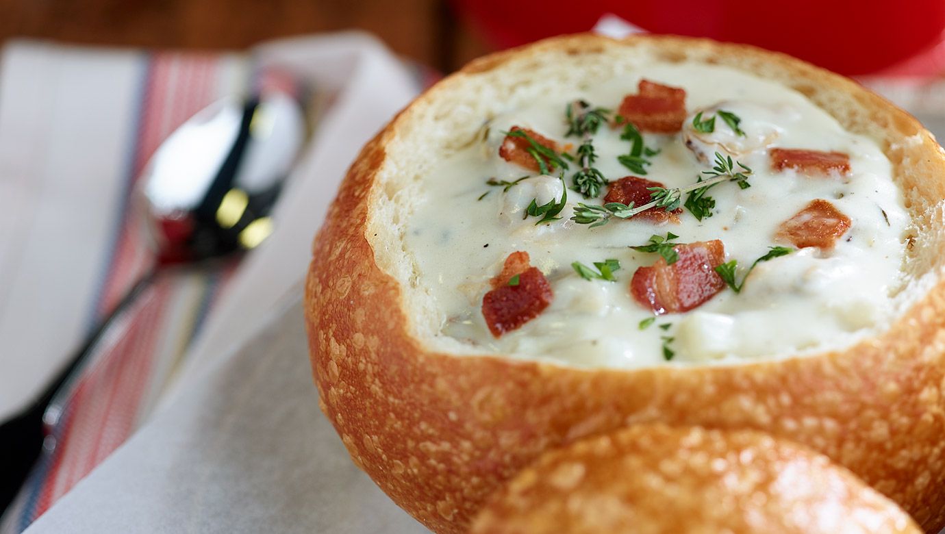 Clam Chowder in Sourdough Bread Bowl