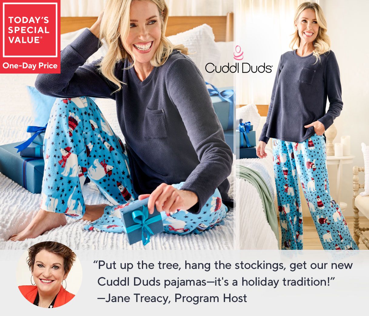 Cuddl Duds Fleecewear with Stretch Pajama Set