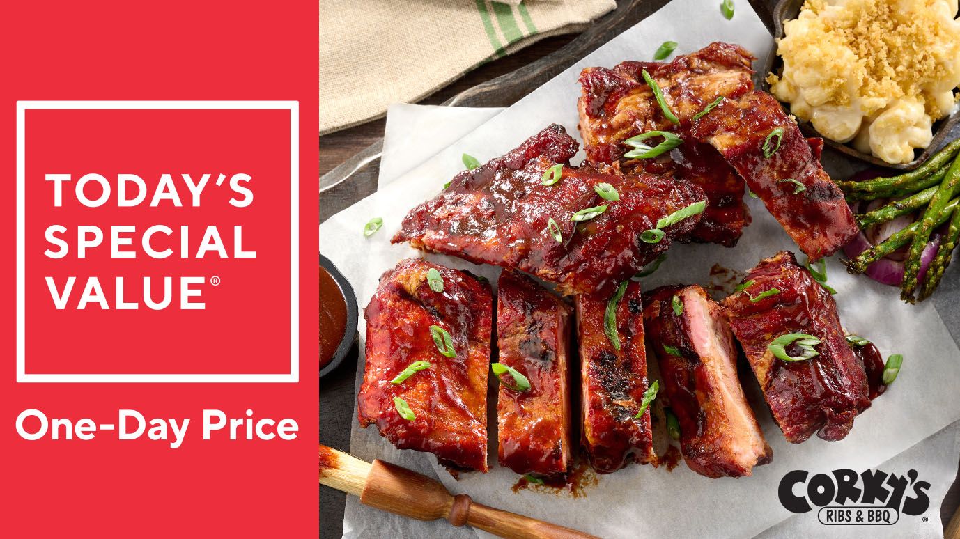 Corky's BBQ 3-lbs, 6-lbs, or 9-lbs Sweet & Smokey BBQ Baby Back Ribs