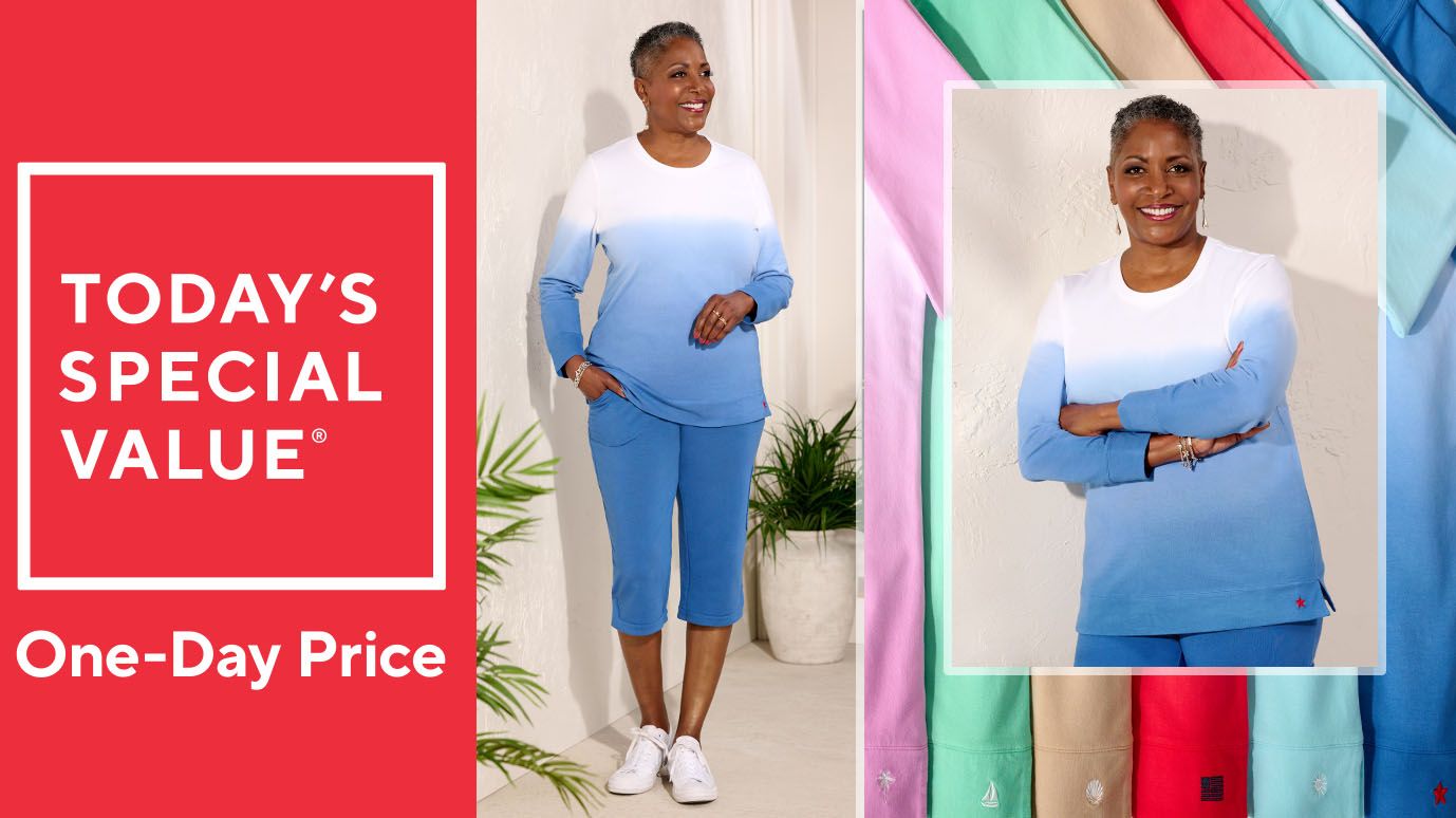 Denim & Co. French Terry Dip Dye Long Sleeve Tunic