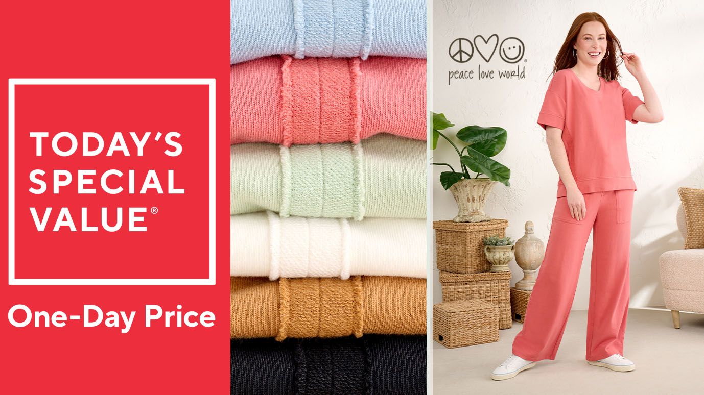 Peace Love World French Terry Pullover and Pant Set