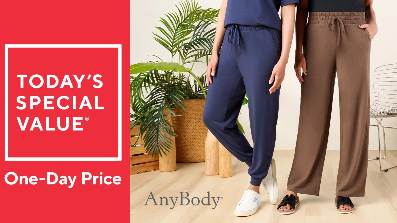 AnyBody Cozy Knit 2 Pack Jogger and Full Length Pants