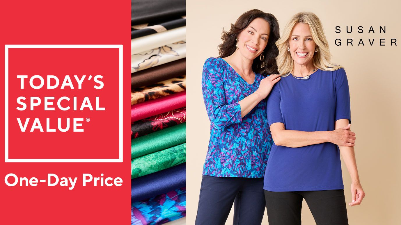 Susan Graver Set of 2 Liquid Knit Print & Solid Tops