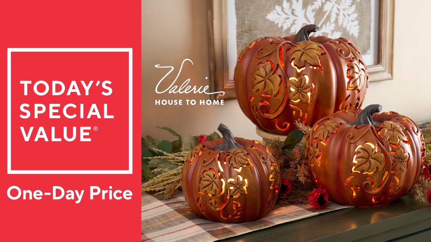 3-Piece Indoor/ Outdoor Flicker Flame Stacking Pumpkins by Valerie