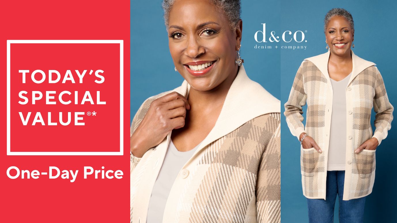 Denim & Co. Plaid or Solid Button Front Sweater Tunic Cardigan