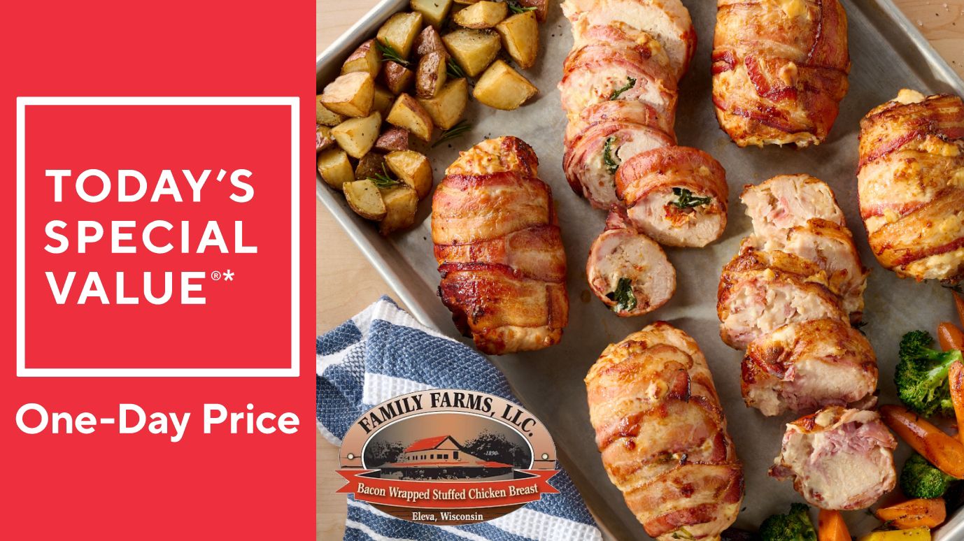 Family Farms (12) 14-oz Bacon Wrapped Stuffed Chicken Breasts