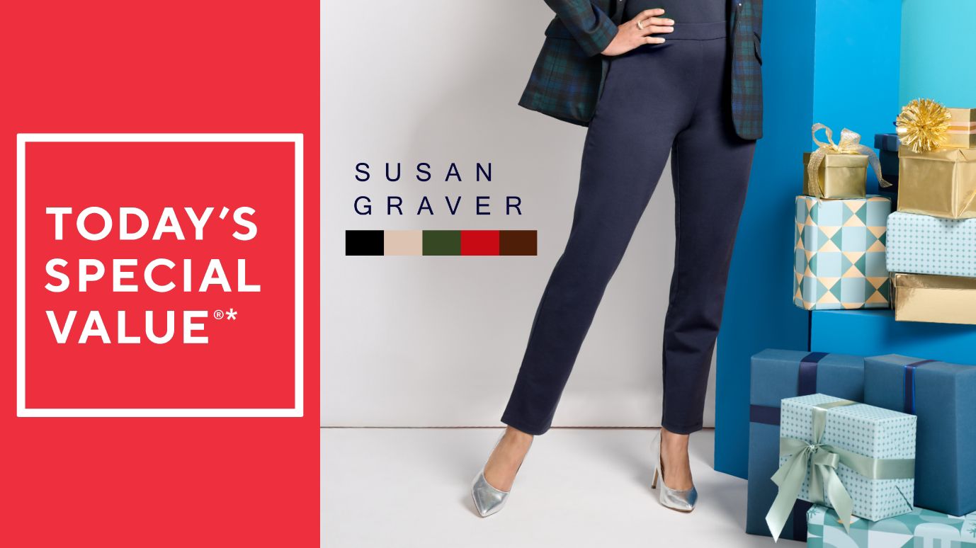 Susan Graver Weekend Cotton Ponte Straight Leg Pant