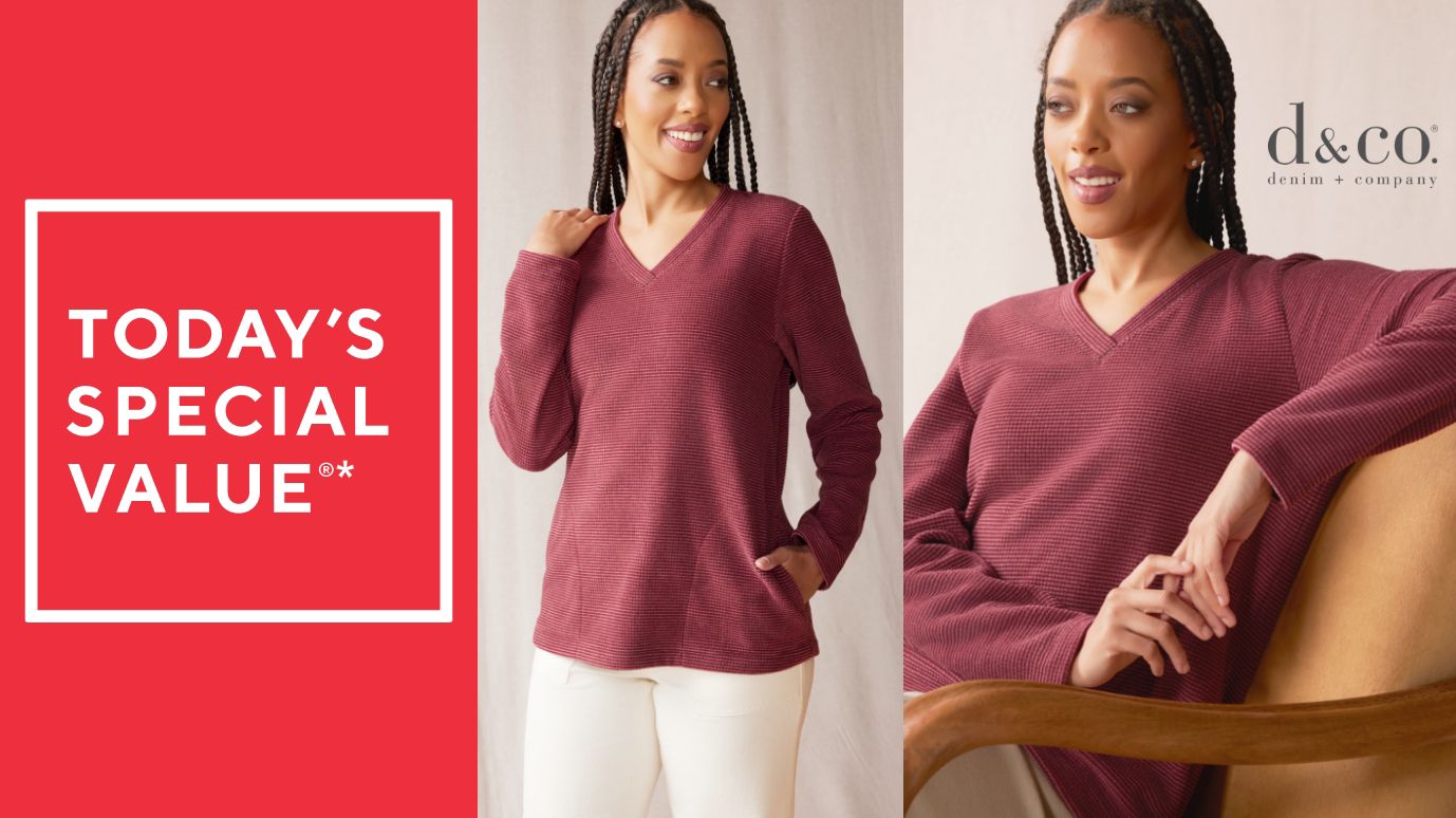Denim & Co. Chenille Fleece V-Neck Pullover with Pockets
