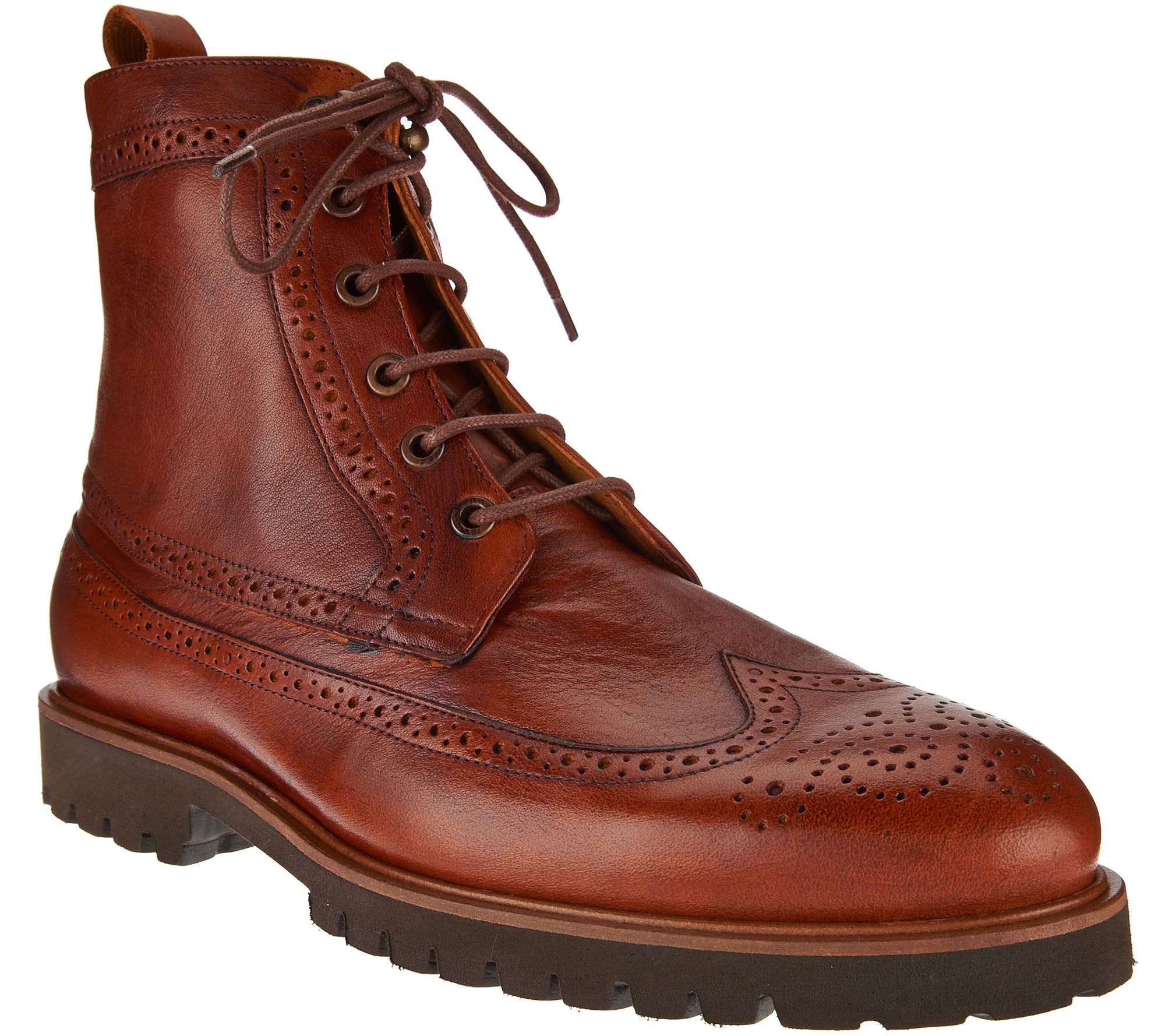 Vince Camuto Mens Wingtip Leather Boots - Leep — QVC.com