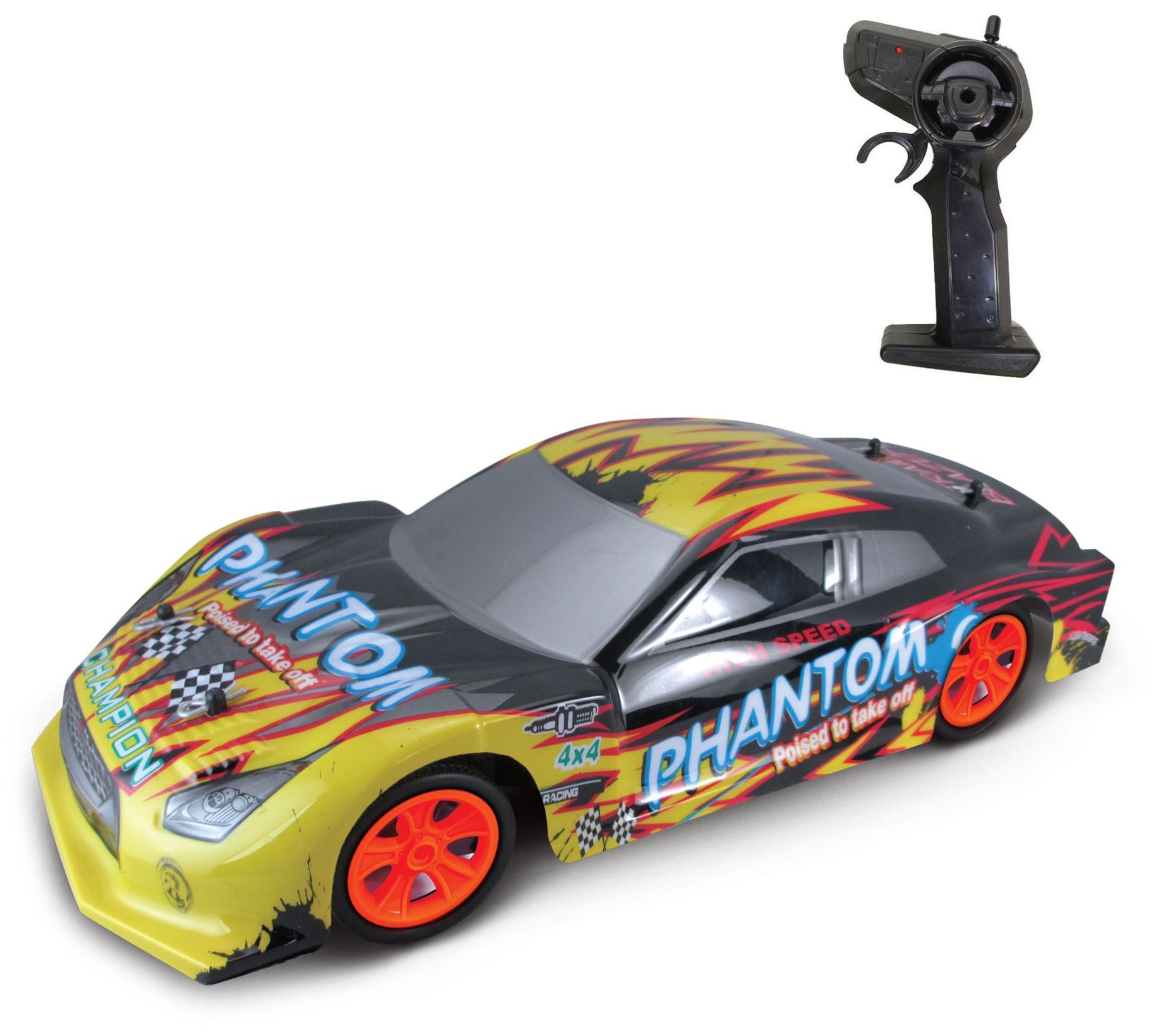 Rev-Volt Goodly Toys 1:10 Racing Car RC, Yellow Design