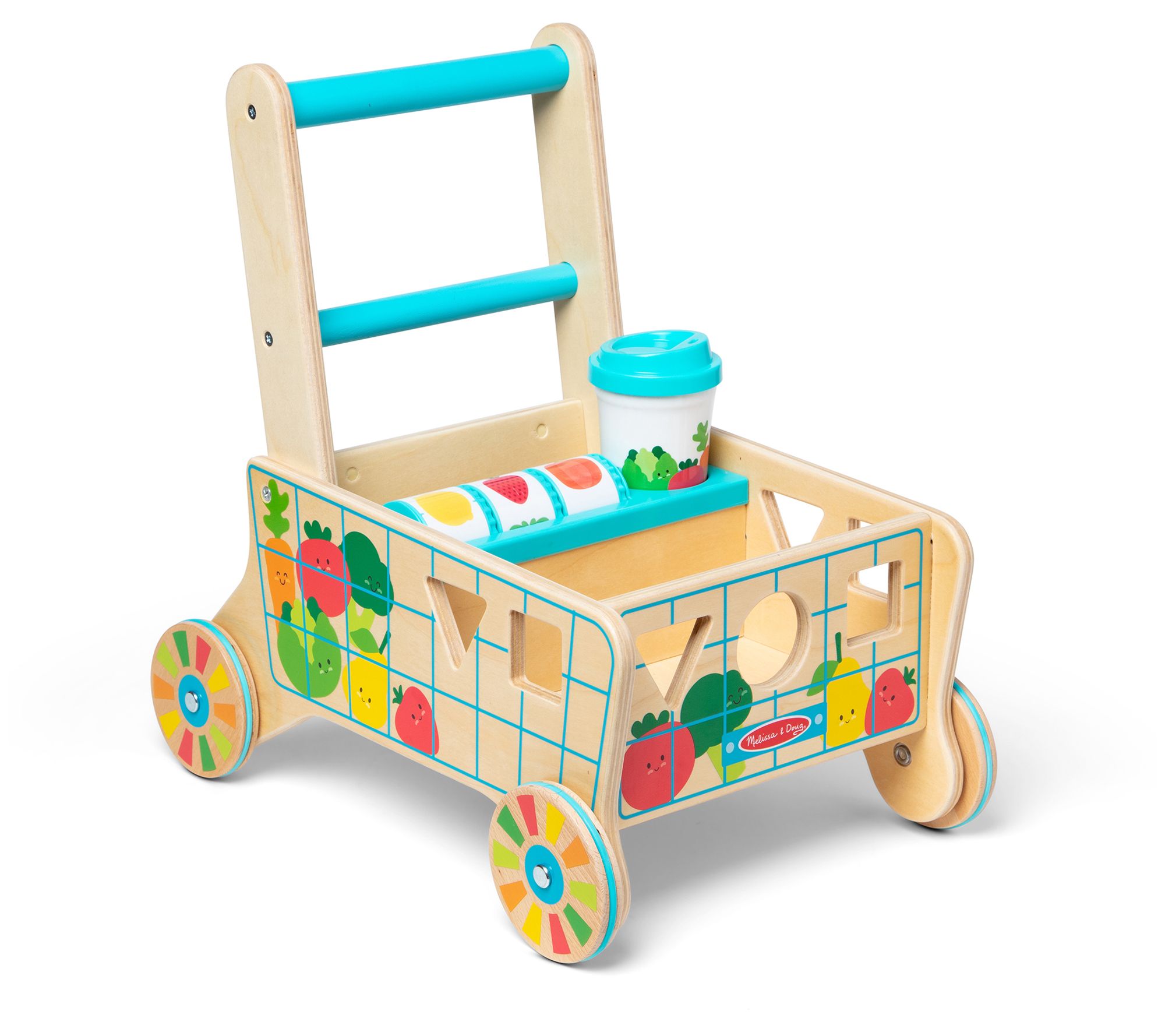 Melissa & Doug Wooden Shape Sorting Grocery Car t